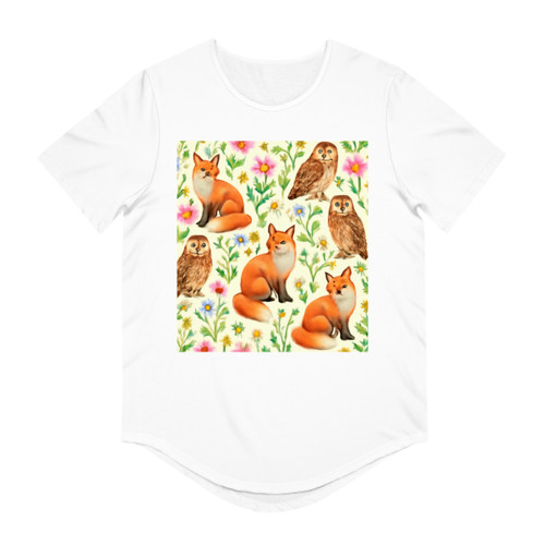 Whimsical Forest Fables - Men's Jersey Curved Hem Tee Whimsical Forest Fables - Men's Jersey Curved Hem Tee