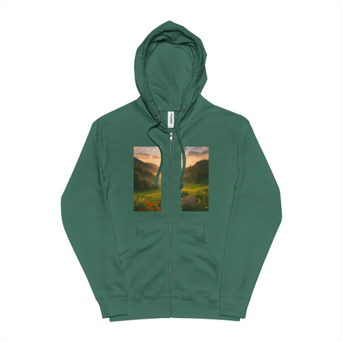 Lush Valley Sunrise - Unisex Fleece Zip Up Hoodie