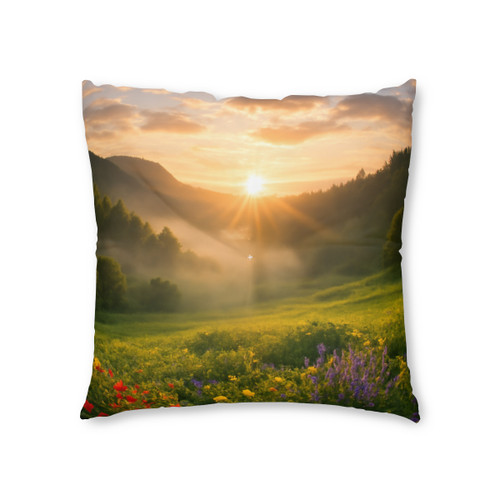 Lush Valley Sunrise - Tufted Floor Pillow, Square
