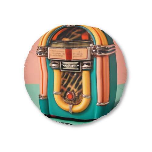 Classic Vinyl Vibes - Tufted Floor Pillow, Round