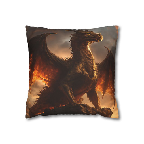 Golden Ember Leviathan - Square Poly Canvas Pillowcase