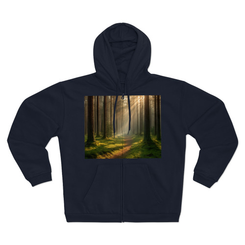 Whispering Pine Forest - Unisex Hooded Zip Sweatshirt