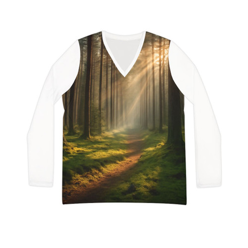 Whispering Pine Forest - Women's Long Sleeve V-neck Shirt (AOP)