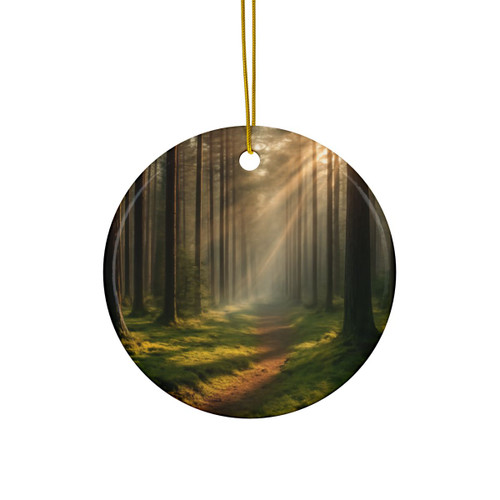 Whispering Pine Forest - Decorative Ceramic Ornaments, Double-Sided (1pc, 3pcs, 5pcs, 10pcs)
