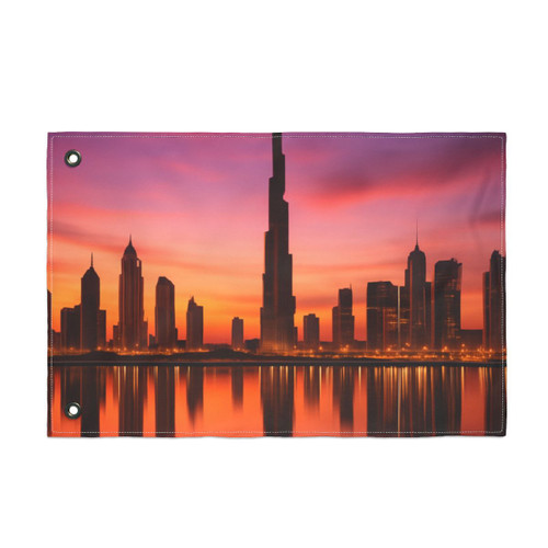 Dubai Twilight Mirage - Double Sided Flag