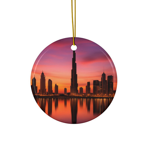 Dubai Twilight Mirage - Decorative Ceramic Ornaments, Double-Sided (1pc, 3pcs, 5pcs, 10pcs)