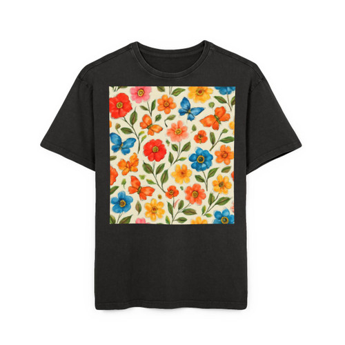 Whimsical Garden Play - Men's Acid Washed Heavy Oversize Tee