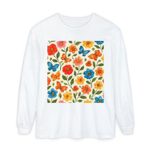 Whimsical Garden Play - Unisex Garment-dyed Long Sleeve T-Shirt