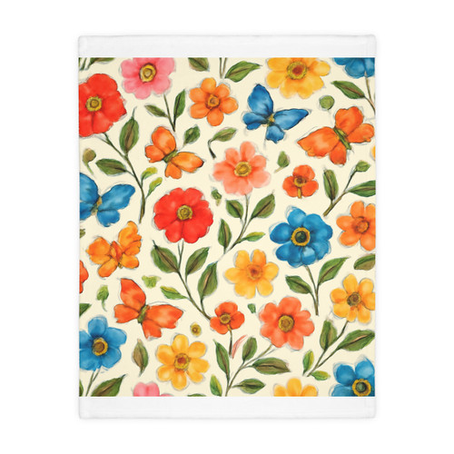 Whimsical Garden Play - Velveteen Microfiber Blanket (Two-sided print)