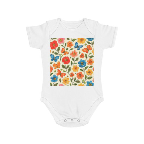 Whimsical Garden Play - Short Sleeve Baby Bodysuit