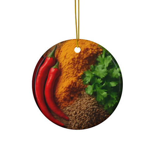 Sizzling Spice Medley - Decorative Ceramic Ornaments, Double-Sided (1pc, 3pcs, 5pcs, 10pcs)