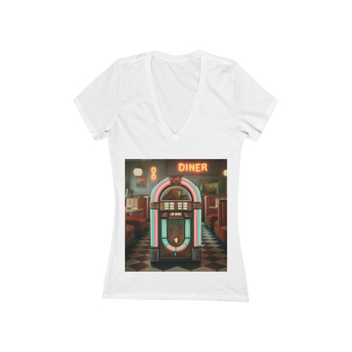 Classic Diner Dreams - Women's Jersey Short Sleeve Deep V-Neck Tee