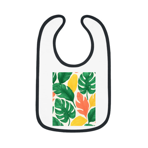 Tropical Leaf Fiesta - Baby Contrast Trim Jersey Bib