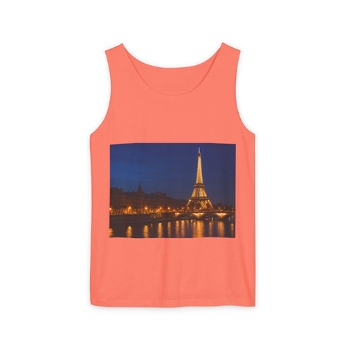 Paris Twilight Elegance - Unisex Garment-Dyed Tank Top