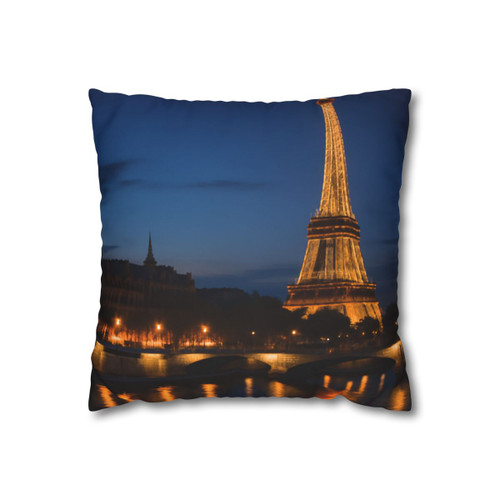 Paris Twilight Elegance - Square Poly Canvas Pillowcase