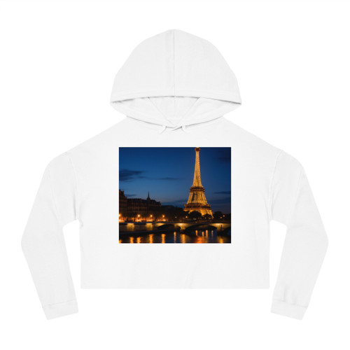 Paris Twilight Elegance - Women’s Cropped Hooded Sweatshirt