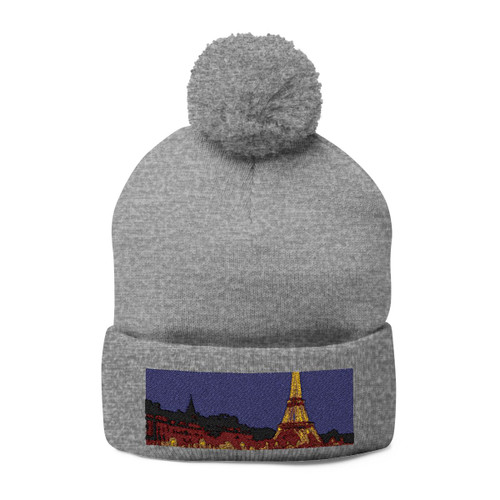 Paris Twilight Elegance - Pom-Pom Knit Cap (Embroidery)