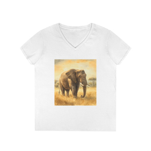 Majestic Elephant Serenade - Ladies' V-Neck T-Shirt
