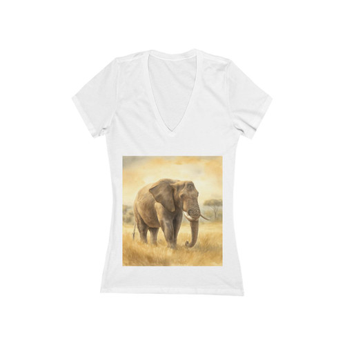 Majestic Elephant Serenade - Women's Jersey Short Sleeve Deep V-Neck Tee