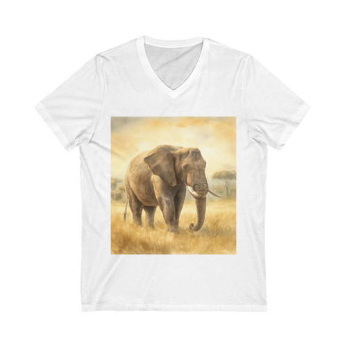 Majestic Elephant Serenade - Unisex Jersey Short Sleeve V-Neck Tee