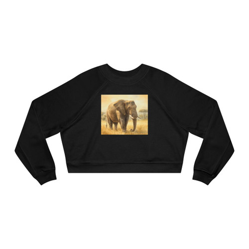 Majestic Elephant Serenade - Women's Cropped Fleece Pullover Majestic Elephant Serenade - Women's Cropped Fleece Pullover