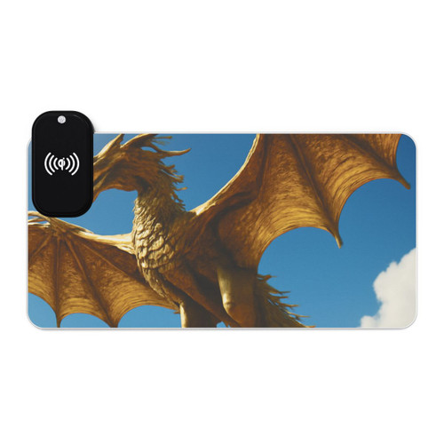 Golden Flame Sovereign - LED Gaming Mouse Pad, Wireless Charging