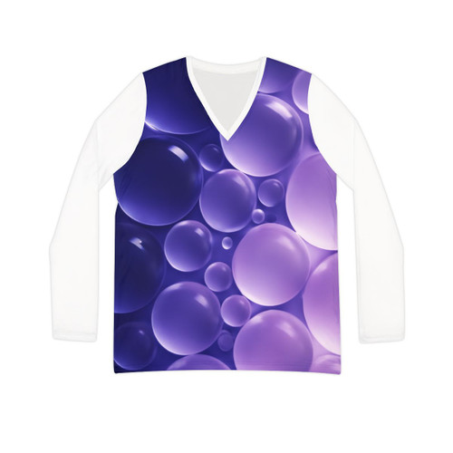 Ethereal Sphere Cascade - Women's Long Sleeve V-neck Shirt (AOP)
