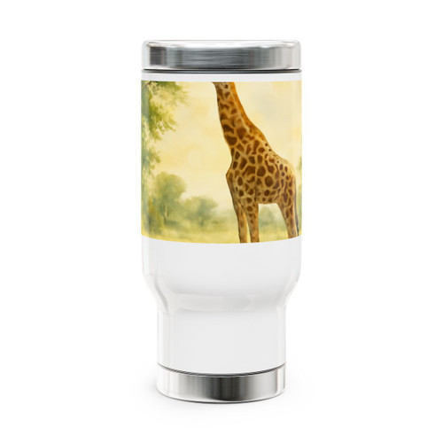 Gentle Giraffe Grace - Stainless Steel Travel Mug with Handle, 14oz