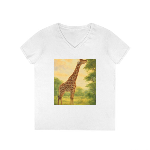 Gentle Giraffe Grace - Ladies' V-Neck T-Shirt