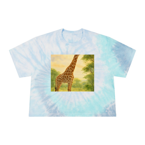Gentle Giraffe Grace - Women's Tie-Dye Crop Tee