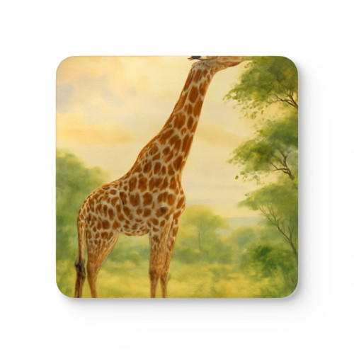 Gentle Giraffe Grace - Corkwood Coaster Set