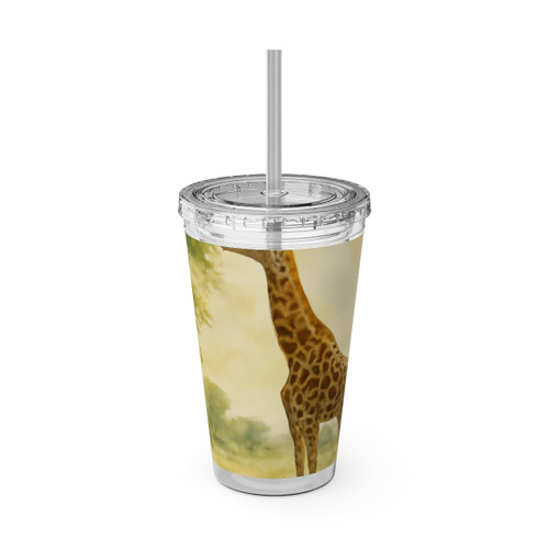 Gentle Giraffe Grace - Sunsplash Tumbler with Straw, 16oz