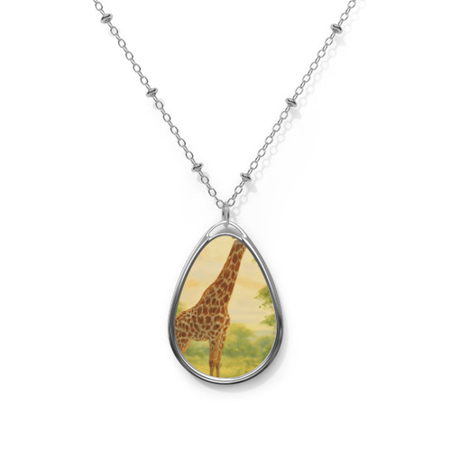 Gentle Giraffe Grace - Oval Necklace