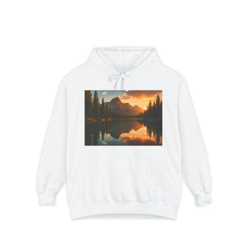 Serene Lake Reflection - Unisex Garment-Dyed Hoodie