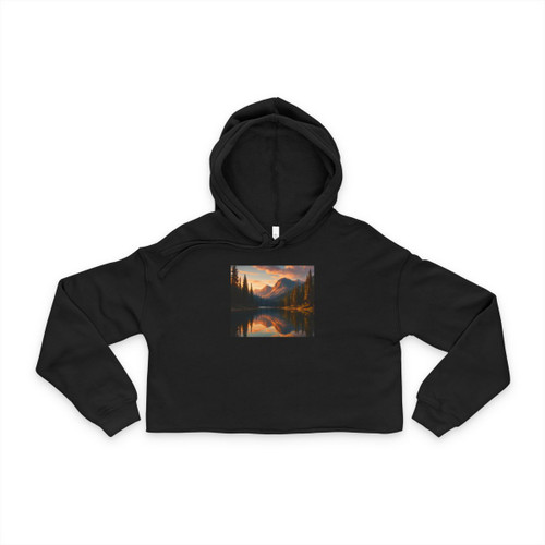 Serene Lake Reflection - Women's Cropped Hoodie