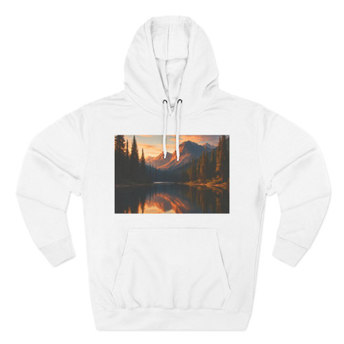 Serene Lake Reflection - Three-Panel Fleece Hoodie Serene Lake Reflection - Three-Panel Fleece Hoodie