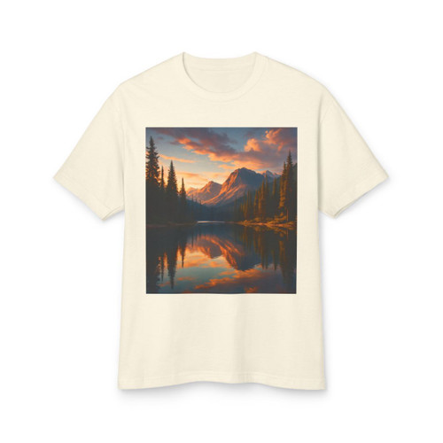 Serene Lake Reflection - Unisex Garment-Dyed Heavyweight Cotton Tee