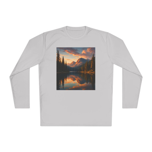 Serene Lake Reflection - Unisex Lightweight Long Sleeve Tee
