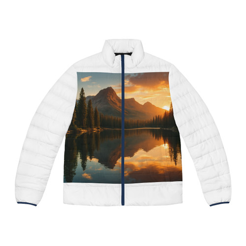 Serene Lake Reflection - Men's Puffer Jacket (AOP)