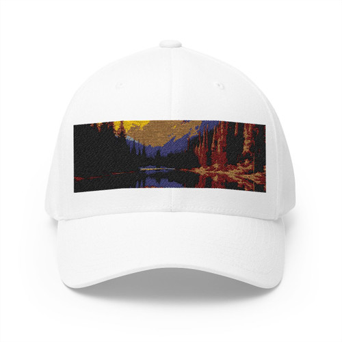 Serene Lake Reflection - Closed-Back Structured Cap (Embroidery)