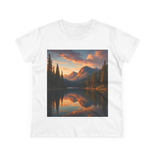 Serene Lake Reflection - Women's Midweight Cotton Tee