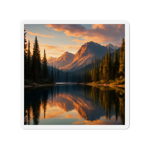 Serene Lake Reflection - Die-Cut Magnets