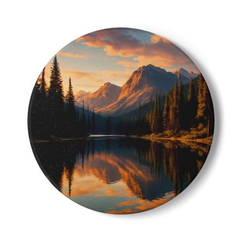 Serene Lake Reflection - Ceramic Coaster