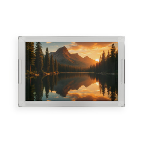 Serene Lake Reflection - Acrylic Serving Tray