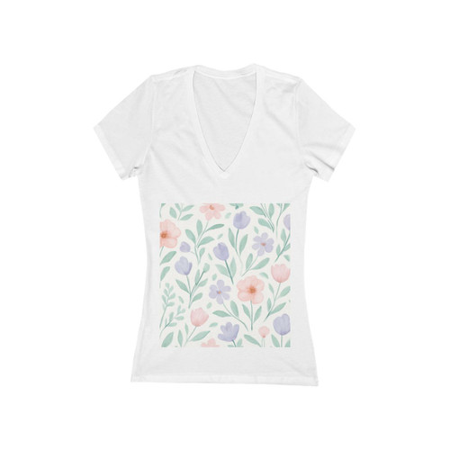 Botanical Whimsy - Women's Jersey Short Sleeve Deep V-Neck Tee