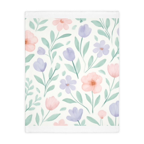 Botanical Whimsy - Velveteen Microfiber Blanket (Two-sided print)