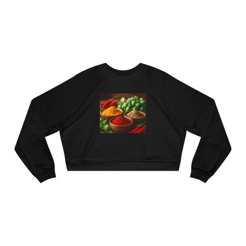 Savory Spice Symphony - Women's Cropped Fleece Pullover Savory Spice Symphony - Women's Cropped Fleece Pullover