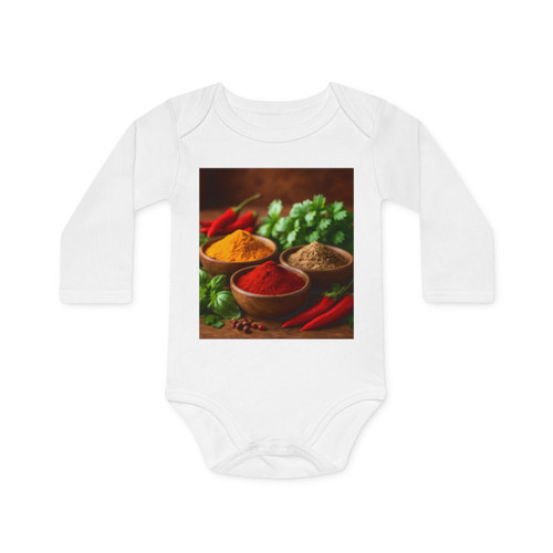 Savory Spice Symphony - Baby Long-Sleeve Organic Bodysuit