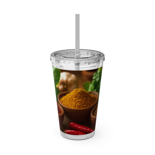 Savory Spice Symphony - Sunsplash Tumbler with Straw, 16oz