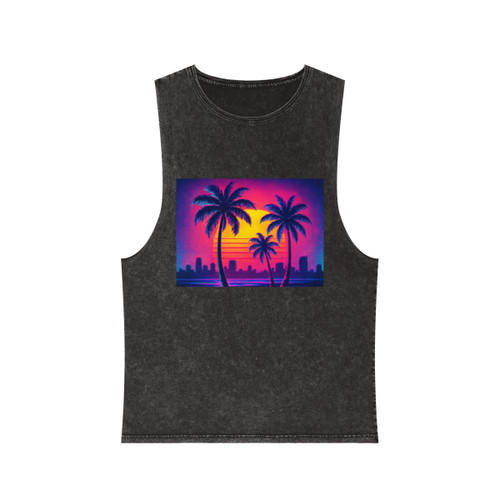 Neon Miami Nights - Unisex Stonewash Tank Top